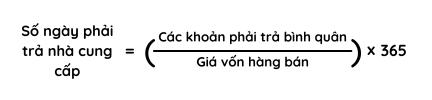 Công thức số ngày phải trả nhà cung cấp