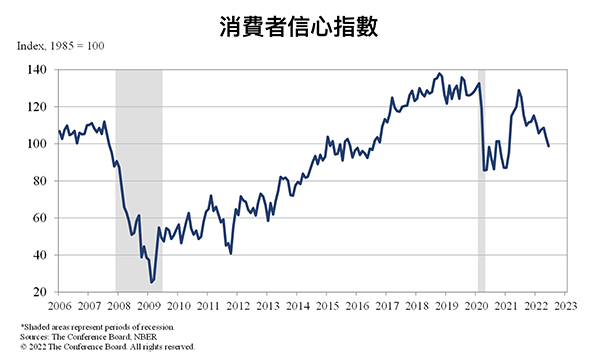 消費者信心指數 按年度預測