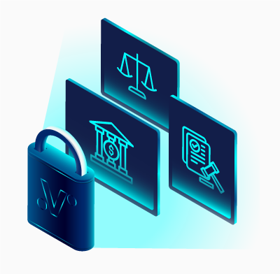 3 icons convey risk info, screening and regulation. A Velotrade lock emphasises security.